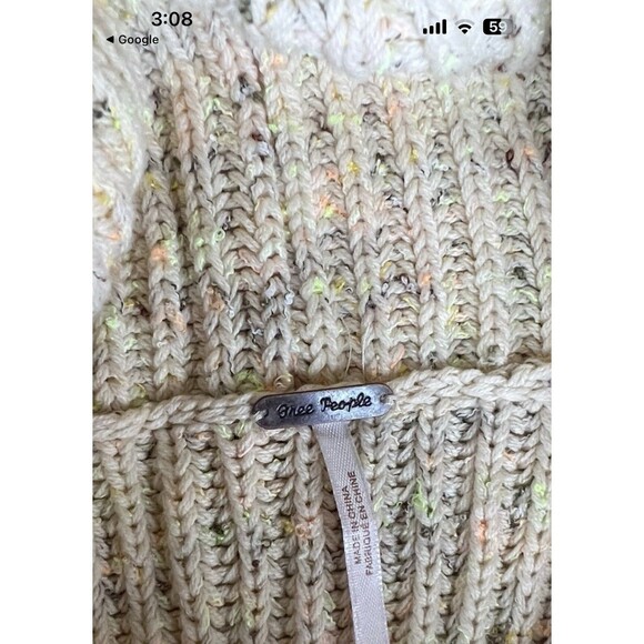 Free People XS Sweater Women's Chunky Knit Sassy Peach Oversized Cowl Neck - Picture 6 of 12